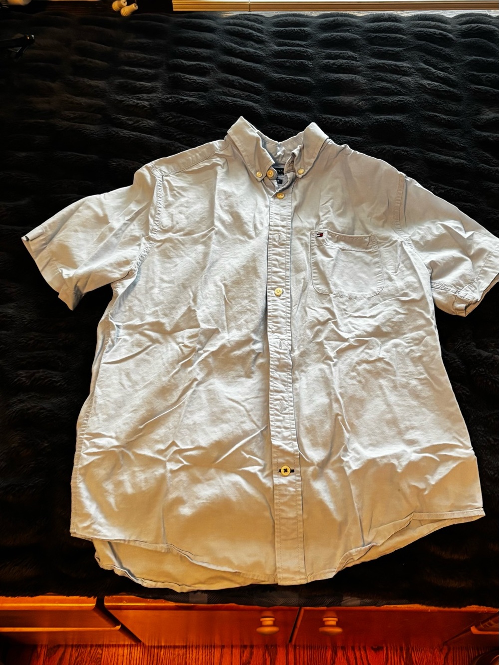 Tommy Hilfiger Light Blue Short-Sleeve Button-Down Shirt